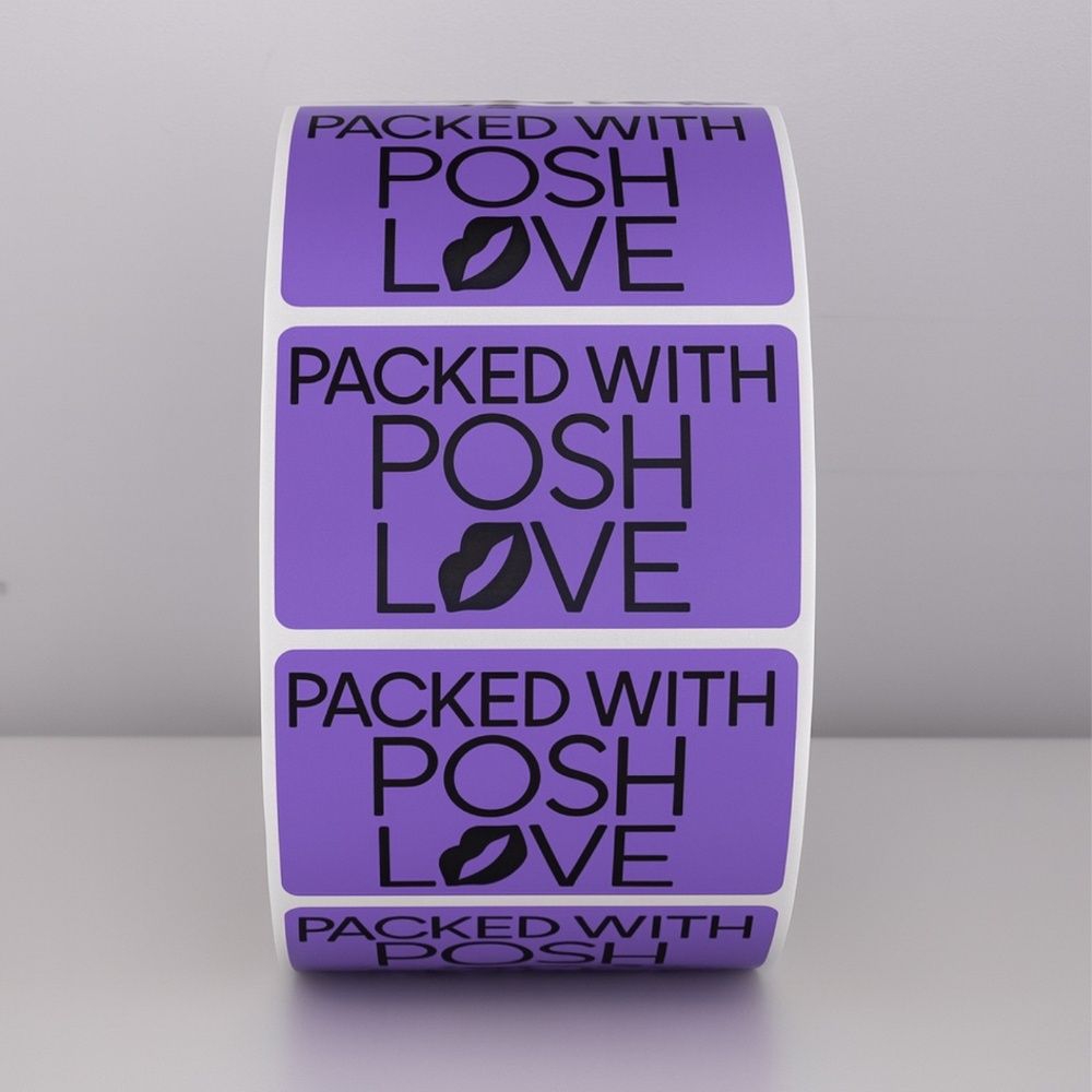 Packed With Posh Love Stickers | Purple Lips Labels for Poshmark Packaging - Picture 4 of 11